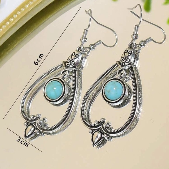 TURQUOISE WATER DROP EARRINGS - Picture 2 of 8